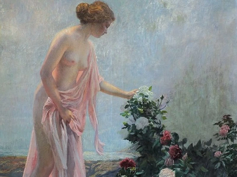 1857-Alexander Demetrius Goltz - Nudo in giardino